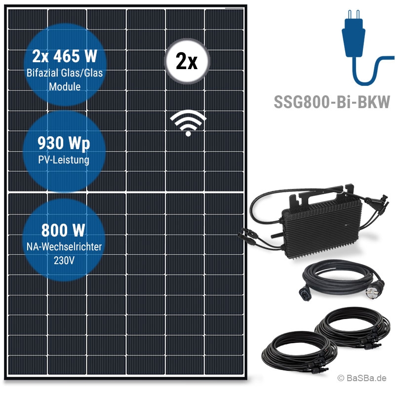 800W/930WP Balkonkraftwerk Plug-and-Play SSG800-Bi-BKW