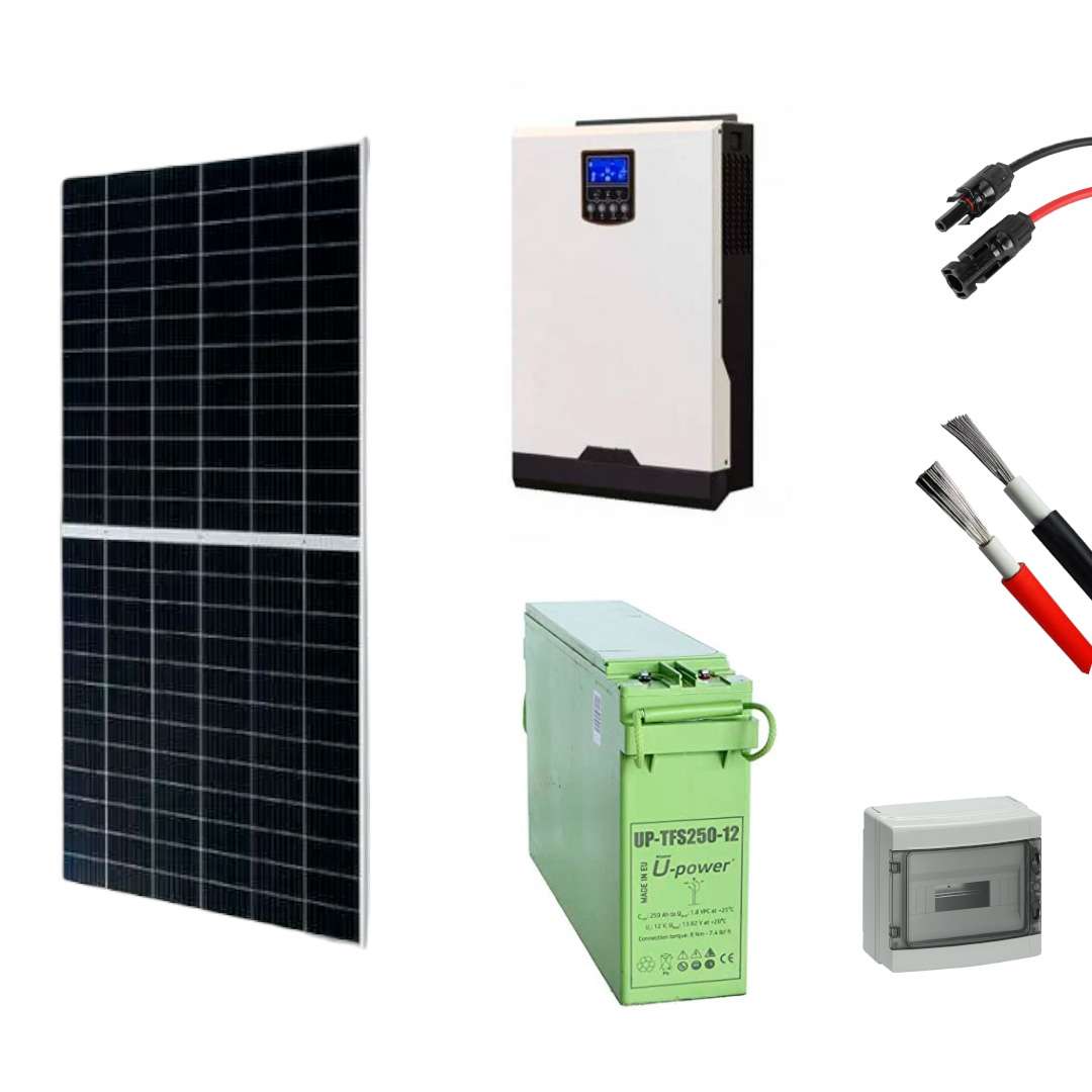 Kit Solar para vivienda Aislada 1000W 12V Batería AGM 2000Wh/día