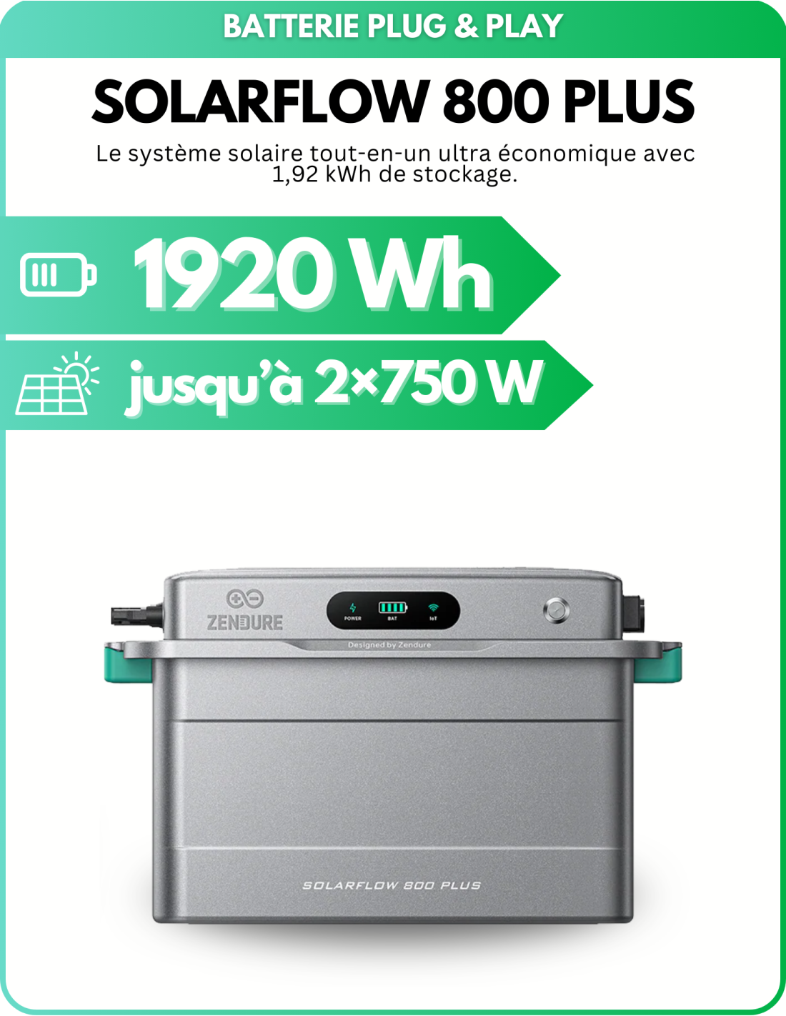 Zendure - SolarFlow 800 Plus - 1920 Wh - Evolutif jusqu'à 11kWh