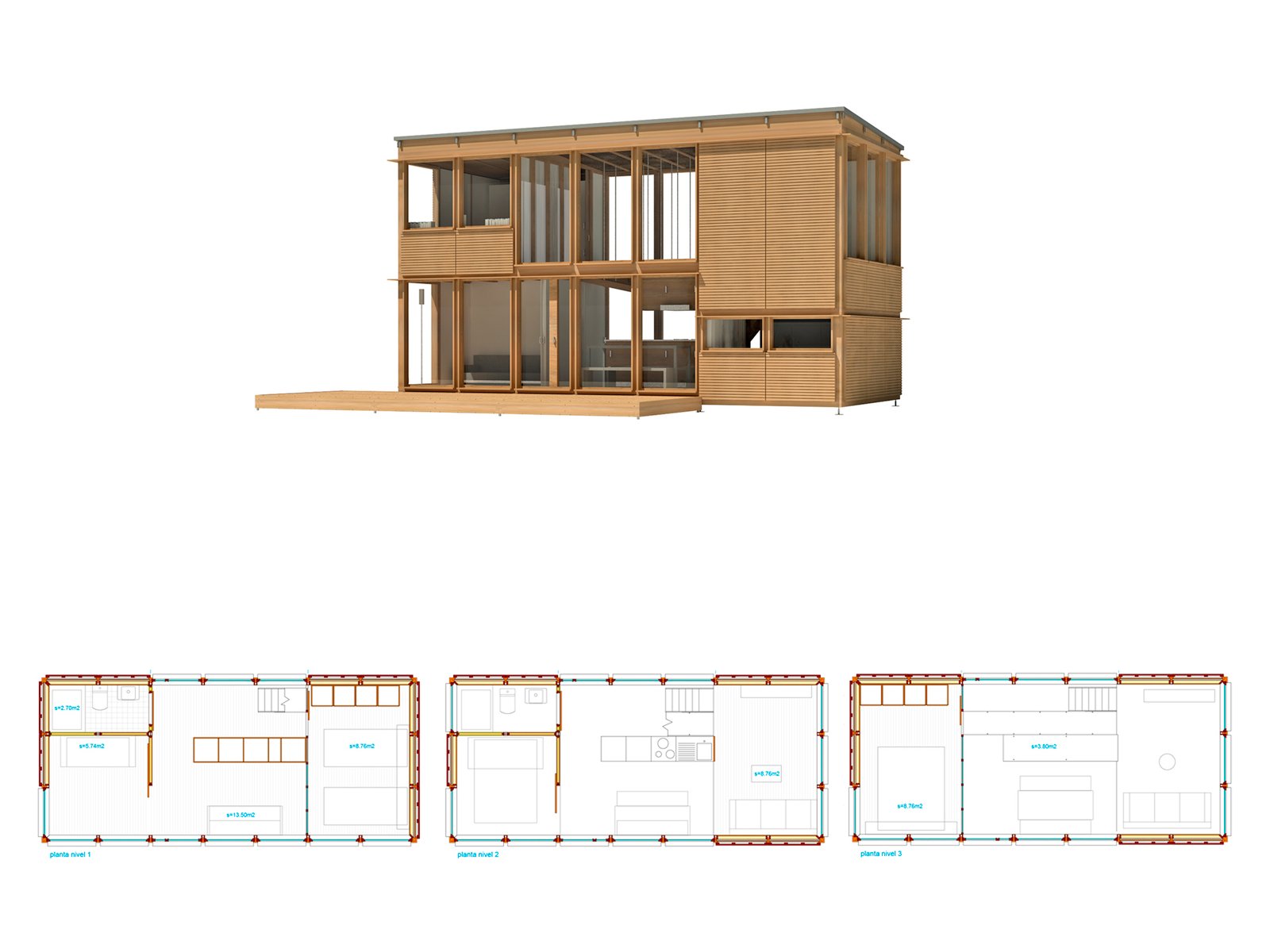 casa modular de madera pequeña 3×7+2A by Ubuild — image 1